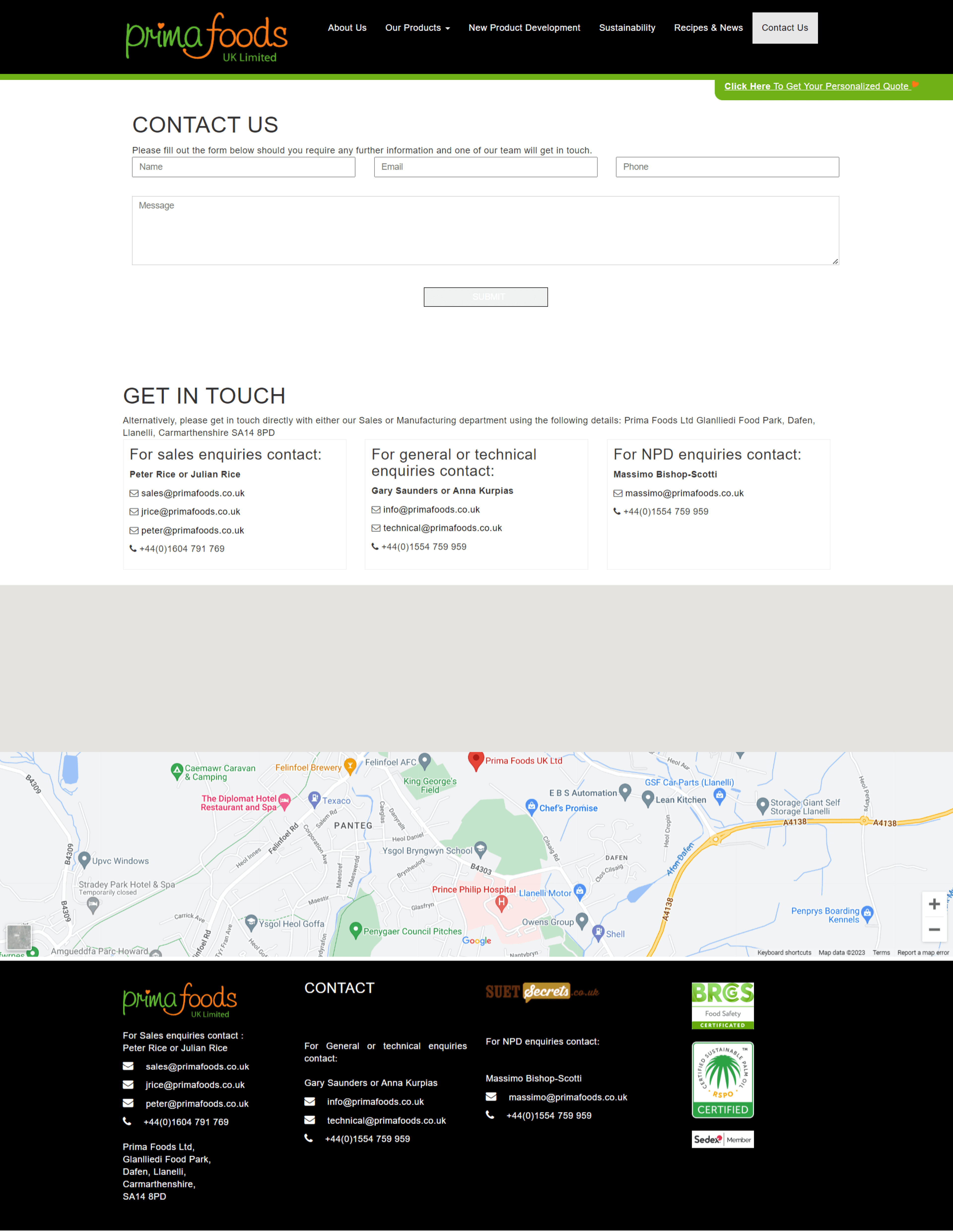 PDP - Contact Us Page