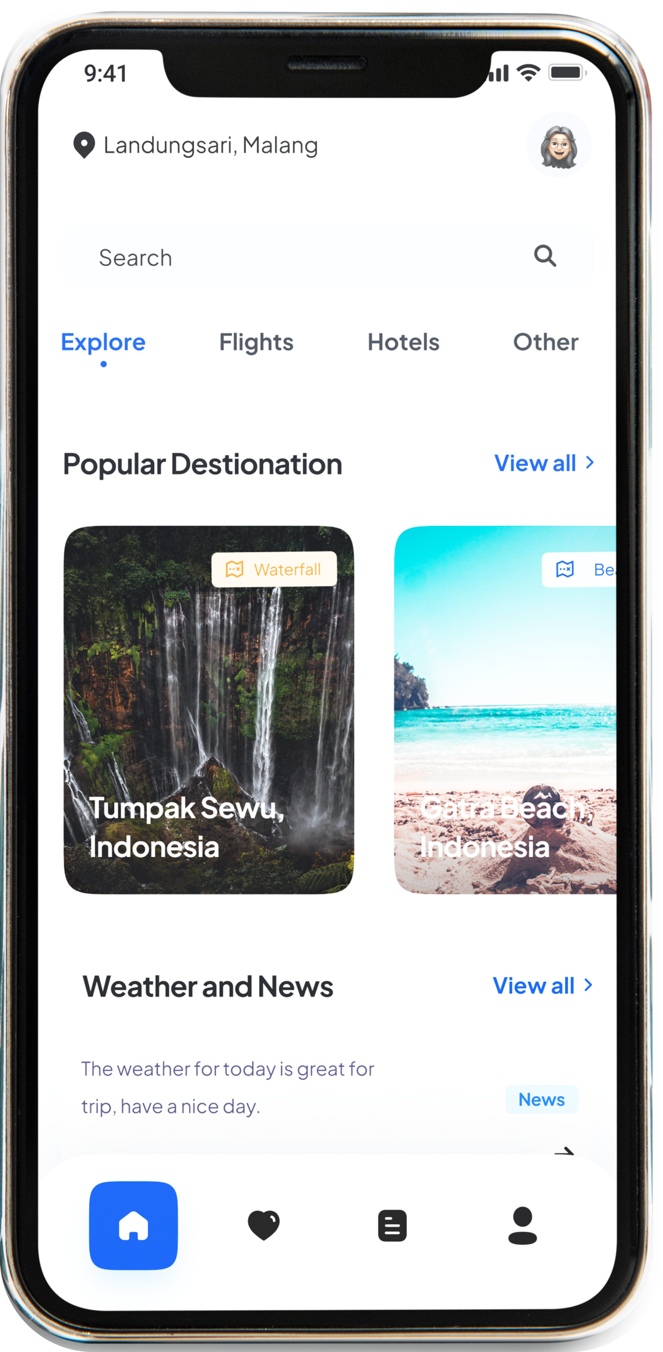 Title - Explore screen